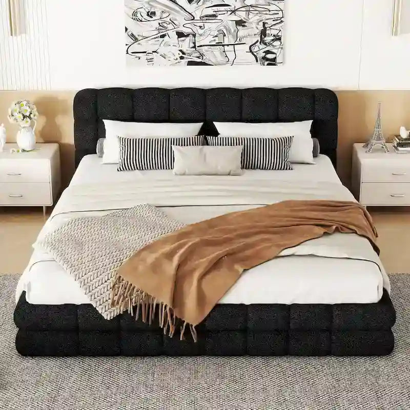 Letto matrimoniale imbottito a piattaforma per camera da letto