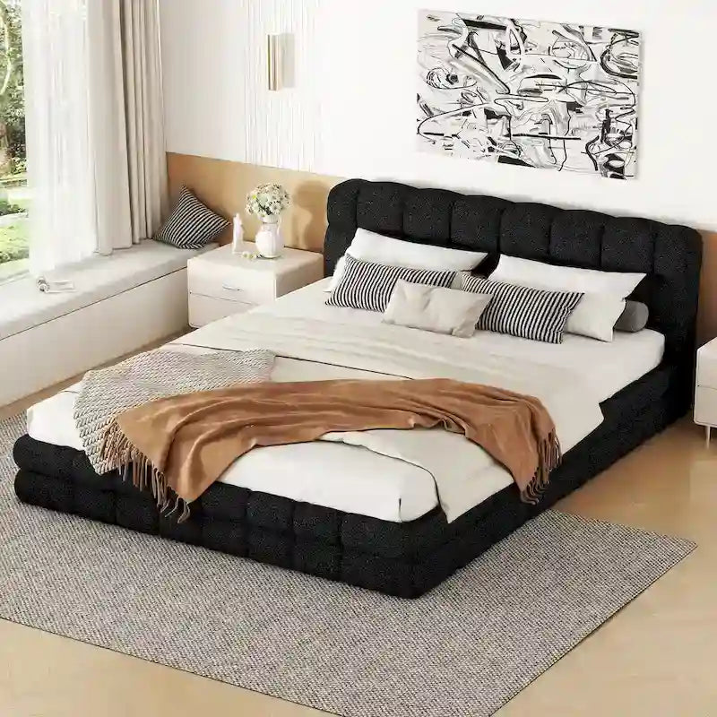 Letto matrimoniale imbottito a piattaforma per camera da letto