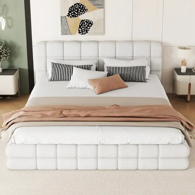 Letto matrimoniale imbottito a piattaforma per camera da letto