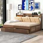 Divano letto in legno a grandezza naturale con porte USB e cassetti