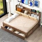 Divano letto in legno a grandezza naturale con porte USB e cassetti