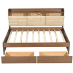 Divano letto in legno a grandezza naturale con porte USB e cassetti