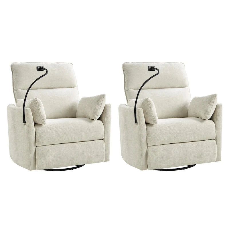 Poltrona reclinabile girevole dondolante Power Rocking per cameretta con porte USB e supporto telefono 38.5"W