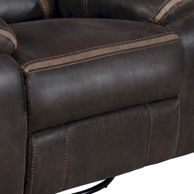 Poltrona reclinabile manuale Jake da 104 cm con scorrimento, imbottitura trapuntata, similpelle marrone scuro