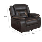 Poltrona reclinabile manuale Jake da 104 cm con scorrimento, imbottitura trapuntata, similpelle marrone scuro