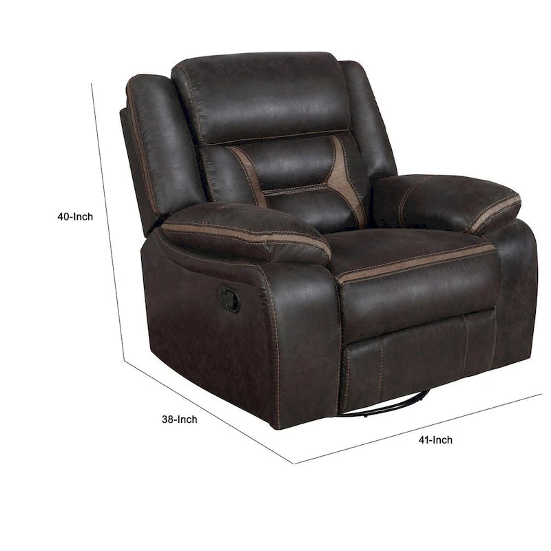 Poltrona reclinabile manuale Jake da 104 cm con scorrimento, imbottitura trapuntata, similpelle marrone scuro