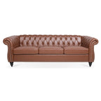 Divano Chesterfield a 3 posti con braccioli arrotolati in PU da 84,65".