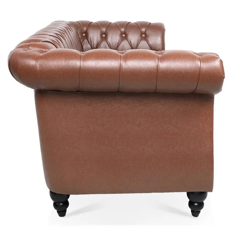 Divano Chesterfield a 3 posti con braccioli arrotolati in PU da 84,65".