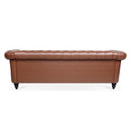 Divano Chesterfield a 3 posti con braccioli arrotolati in PU da 84,65".
