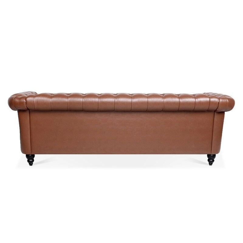 Divano Chesterfield a 3 posti con braccioli arrotolati in PU da 84,65".