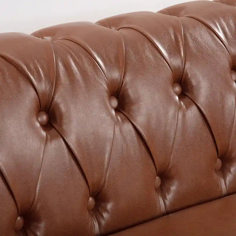 Divano Chesterfield a 3 posti con braccioli arrotolati in PU da 84,65".