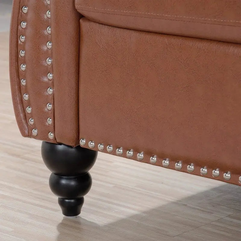 Divano Chesterfield a 3 posti con braccioli arrotolati in PU da 84,65".