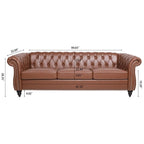 Divano Chesterfield a 3 posti con braccioli arrotolati in PU da 84,65".