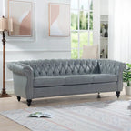 Divano Chesterfield a 3 posti con braccioli arrotolati in PU da 84,65".