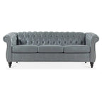 Divano Chesterfield a 3 posti con braccioli arrotolati in PU da 84,65".