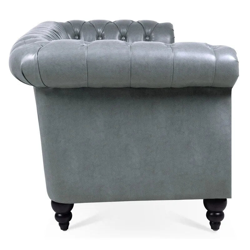 Divano Chesterfield a 3 posti con braccioli arrotolati in PU da 84,65".