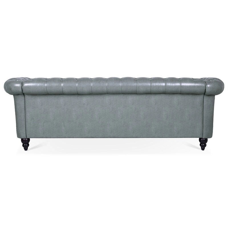 Divano Chesterfield a 3 posti con braccioli arrotolati in PU da 84,65".