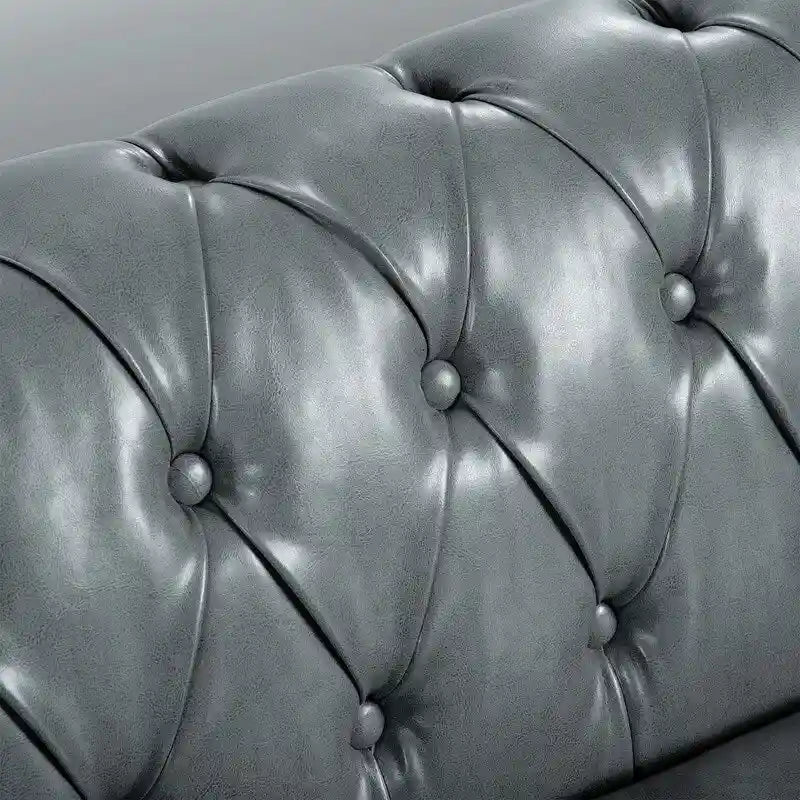 Divano Chesterfield a 3 posti con braccioli arrotolati in PU da 84,65".