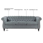 Divano Chesterfield a 3 posti con braccioli arrotolati in PU da 84,65".