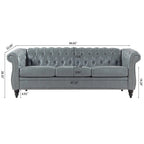 Divano Chesterfield a 3 posti con braccioli arrotolati in PU da 84,65".