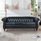 Divano Chesterfield a 3 posti con braccioli arrotolati in PU da 84,65".
