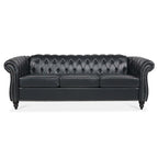 Divano Chesterfield a 3 posti con braccioli arrotolati in PU da 84,65".