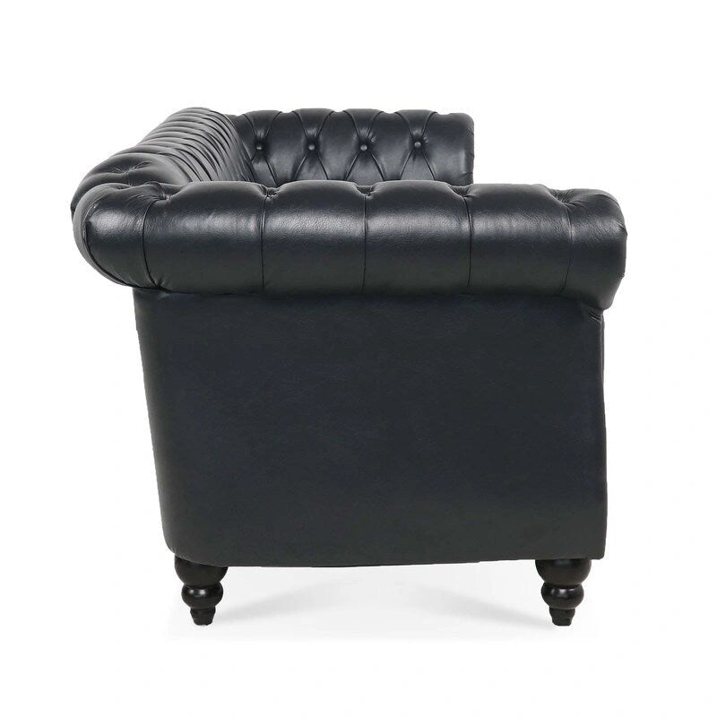 Divano Chesterfield a 3 posti con braccioli arrotolati in PU da 84,65".