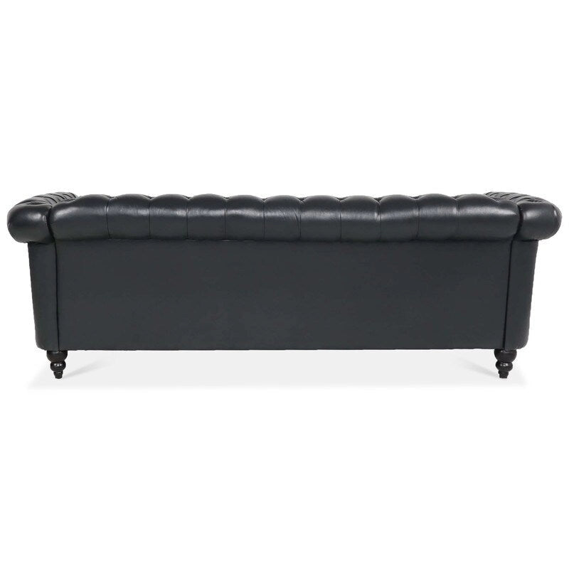 Divano Chesterfield a 3 posti con braccioli arrotolati in PU da 84,65".