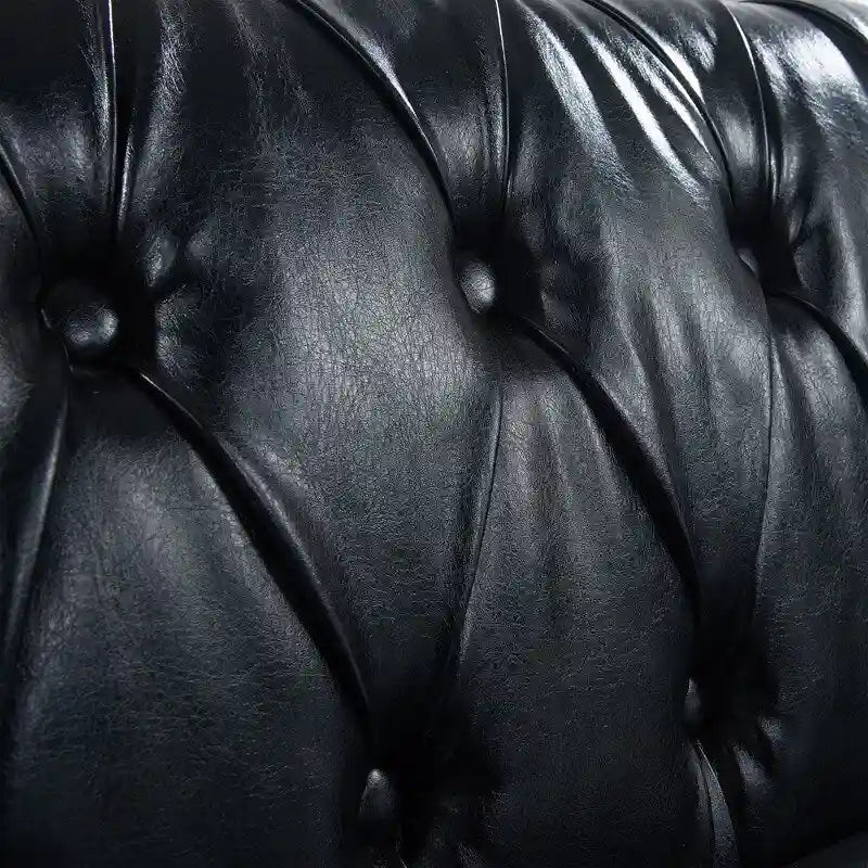 Divano Chesterfield a 3 posti con braccioli arrotolati in PU da 84,65".