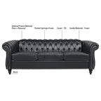 Divano Chesterfield a 3 posti con braccioli arrotolati in PU da 84,65".