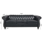 Divano Chesterfield a 3 posti con braccioli arrotolati in PU da 84,65".