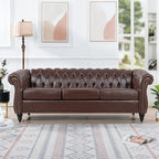 Divano Chesterfield a 3 posti con braccioli arrotolati in PU da 84,65".