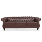 Divano Chesterfield a 3 posti con braccioli arrotolati in PU da 84,65".