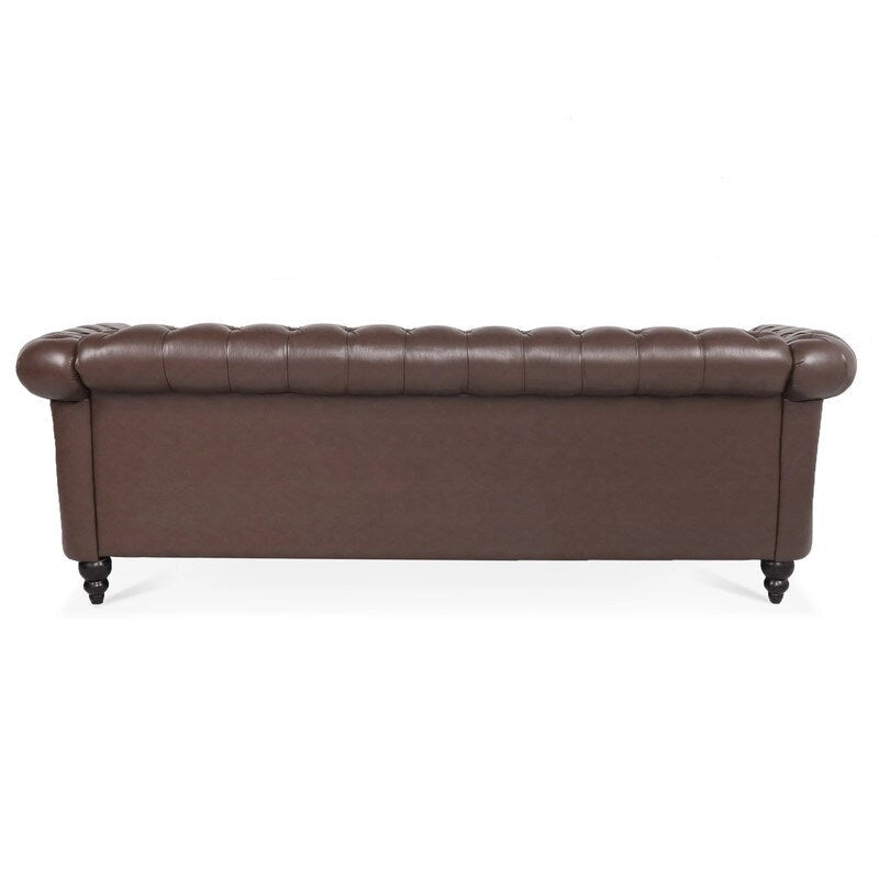Divano Chesterfield a 3 posti con braccioli arrotolati in PU da 84,65".