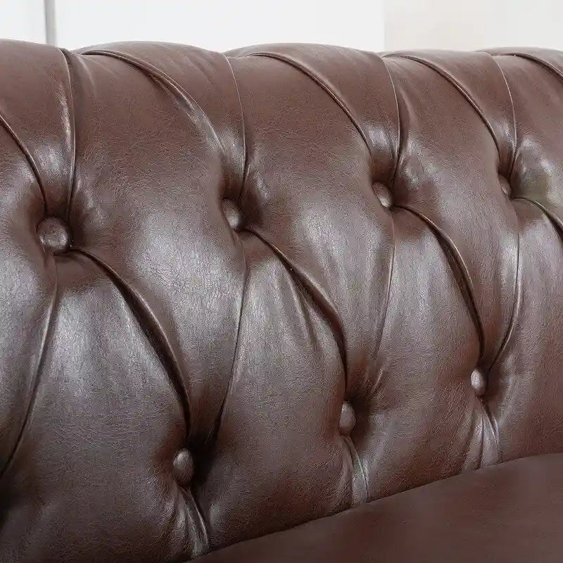 Divano Chesterfield a 3 posti con braccioli arrotolati in PU da 84,65".
