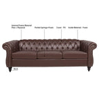 Divano Chesterfield a 3 posti con braccioli arrotolati in PU da 84,65".