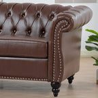 Divano Chesterfield a 3 posti con braccioli arrotolati in PU da 84,65".
