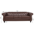 Divano Chesterfield a 3 posti con braccioli arrotolati in PU da 84,65".