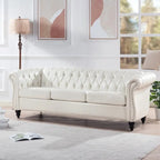 Divano Chesterfield a 3 posti con braccioli arrotolati in PU da 84,65".