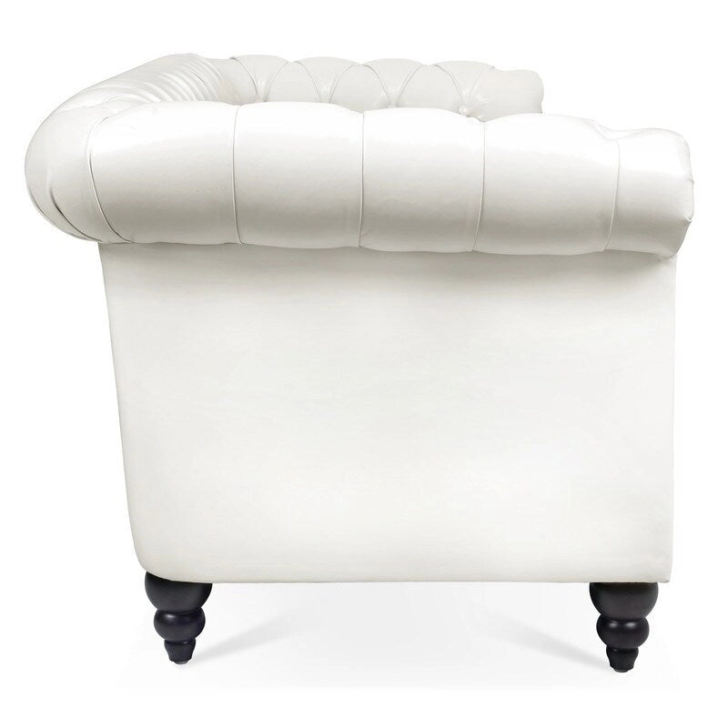 Divano Chesterfield a 3 posti con braccioli arrotolati in PU da 84,65".