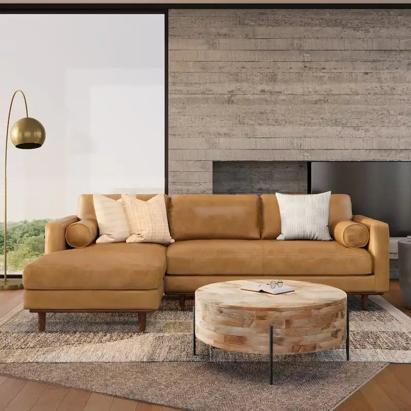 Divano Sezionale a L Moderno Metà Secolo con Chaise, 259 cm, Lato Sinistro