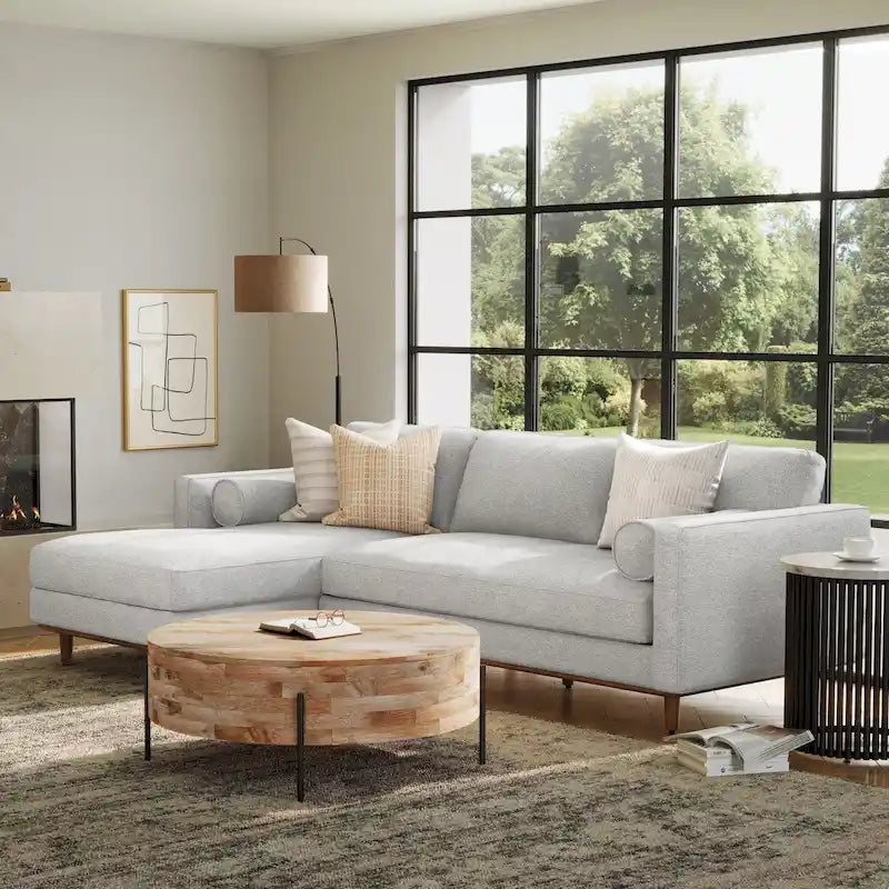 Divano Sezionale a L Moderno Metà Secolo con Chaise, 259 cm, Lato Sinistro
