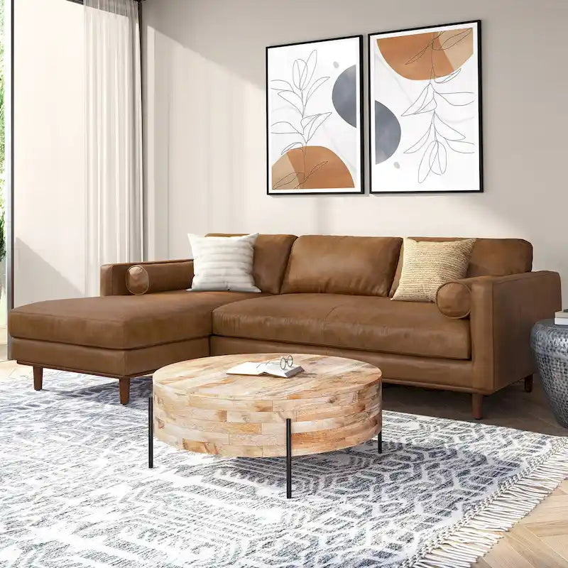 Divano Sezionale a L Moderno Metà Secolo con Chaise, 259 cm, Lato Sinistro