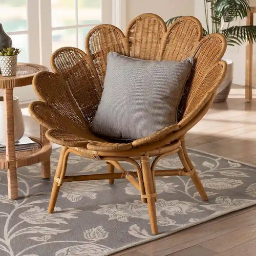 Bohemian Honey Rattan Accent Flower Chair – product view