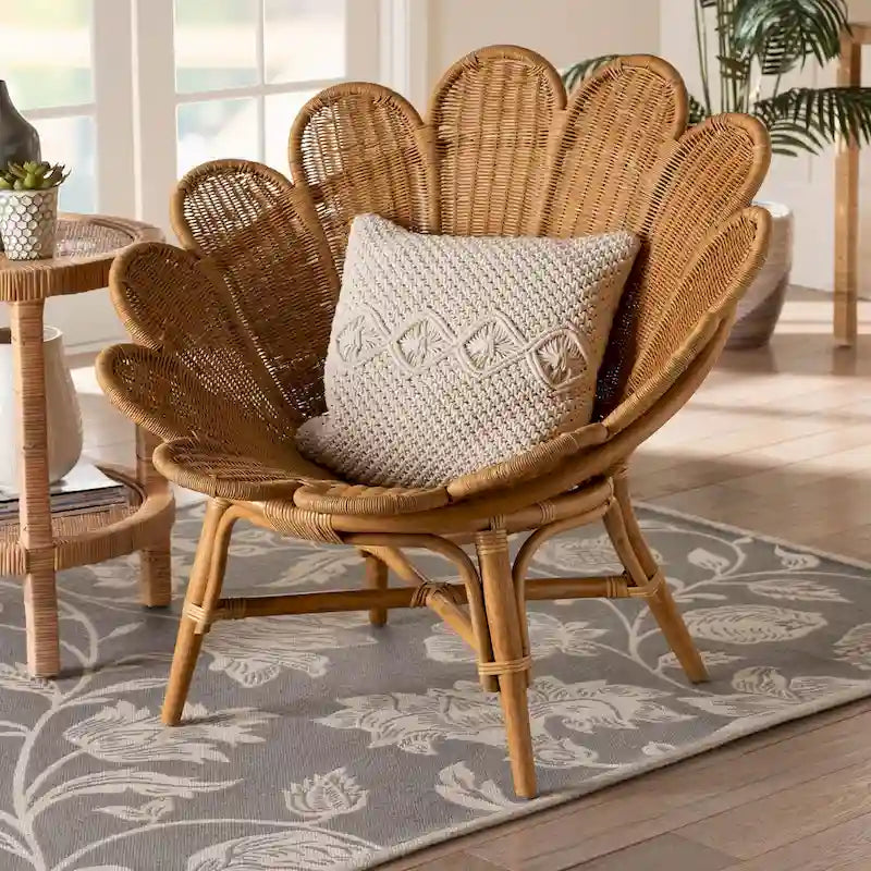 Sedia accento floreale in rattan Bohémien Honey