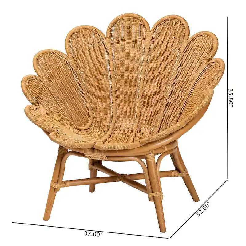 Sedia accento floreale in rattan Bohémien Honey